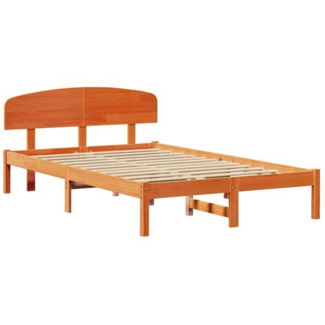 Lit double，Lit adulte，Cadre de lit Marron 120 x 190 cm Bois de pin massif CFW9073517