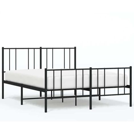 Lit double，Lit adulte，Cadre de lit métal sans matelas avec pied de lit noir 150x200cm CFW8269937