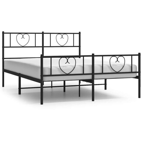 Lit double，Lit adulte，Cadre de lit métal sans matelas avec pied de lit noir 150x200cm CFW9334793
