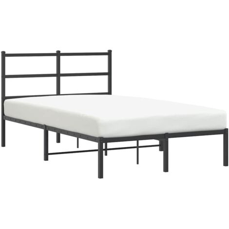 Lit double，Lit adulte，Cadre de lit métal sans matelas avec tête de lit noir 120x190cm CFW2420351