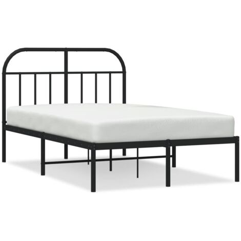 Lit double，Lit adulte，Cadre de lit métal sans matelas avec tête de lit noir 120x190cm CFW4486012