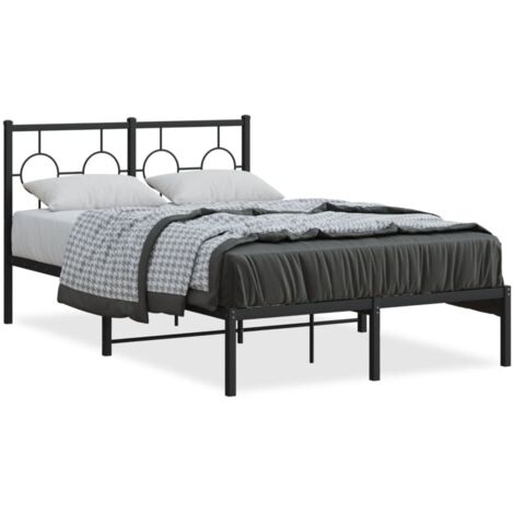 Lit double，Lit adulte，Cadre de lit métal sans matelas avec tête de lit noir 120x190cm CFW4608233