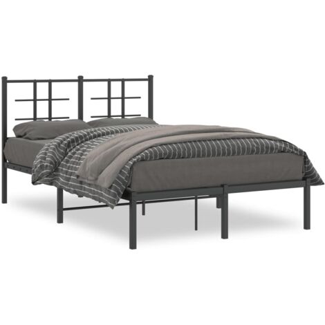 Lit double，Lit adulte，Cadre de lit métal sans matelas avec tête de lit noir 120x190cm CFW4616985