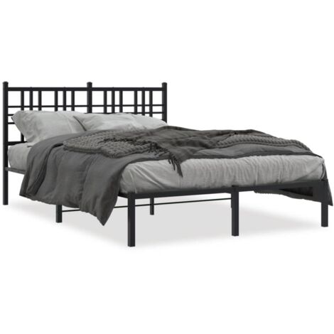 Lit double，Lit adulte，Cadre de lit métal sans matelas avec tête de lit noir 120x190cm CFW5253710