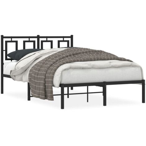 Lit double，Lit adulte，Cadre de lit métal sans matelas avec tête de lit noir 120x190cm CFW5984657