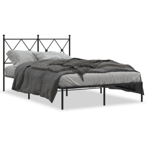 Lit double，Lit adulte，Cadre de lit métal sans matelas avec tête de lit noir 120x190cm CFW7253554