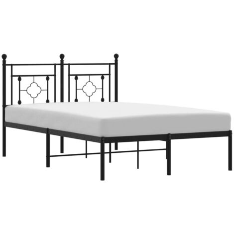 Lit double，Lit adulte，Cadre de lit métal sans matelas avec tête de lit noir 120x190cm CFW7681393