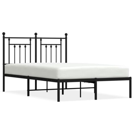 Lit double，Lit adulte，Cadre de lit métal sans matelas avec tête de lit noir 120x190cm CFW8259870
