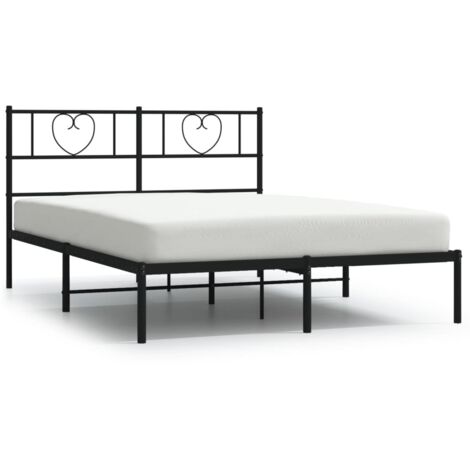 Lit double，Lit adulte，Cadre de lit métal sans matelas avec tête de lit noir 120x190cm CFW9608525