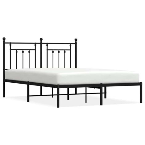 Lit double，Lit adulte，Cadre de lit métal sans matelas avec tête de lit noir 150x200cm CFW3382400