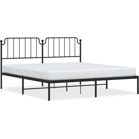 Lit double，Lit adulte，Cadre de lit métal sans matelas avec tête de lit noir 183x213cm CFW9163463