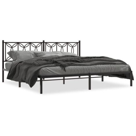 Lit double，Lit adulte，Cadre de lit métal sans matelas avec tête de lit noir 193x203cm CFW5899740