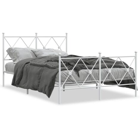Lit double，Lit adulte，Cadre de lit métal sans matelas et pied de lit blanc 120x200 cm CFW1426889