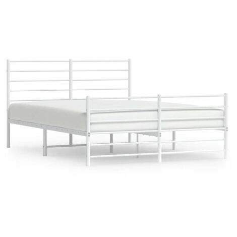 Lit double，Lit adulte，Cadre de lit métal sans matelas et pied de lit blanc 120x200 cm CFW2552371