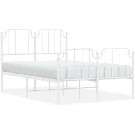 Lit double，Lit adulte，Cadre de lit métal sans matelas et pied de lit blanc 120x200 cm CFW6567601