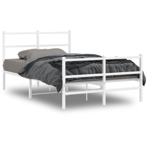 Lit double，Lit adulte，Cadre de lit métal sans matelas et pied de lit blanc 120x200 cm CFW7998642
