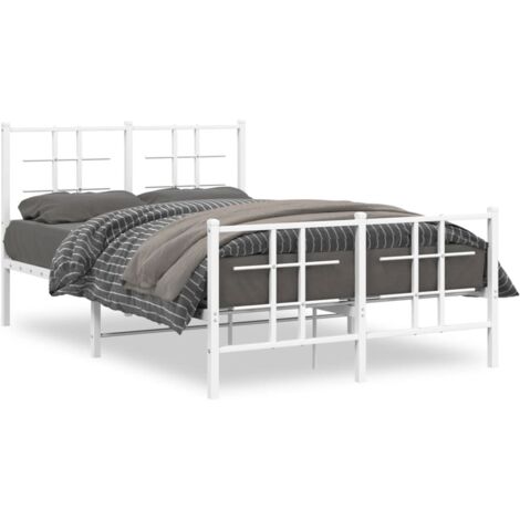 Lit double，Lit adulte，Cadre de lit métal sans matelas et pied de lit blanc 120x200 cm CFW9017002
