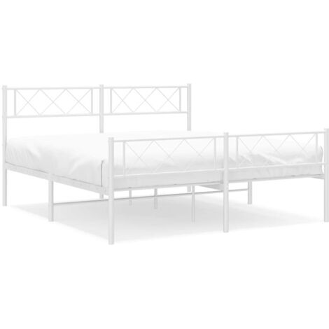 Lit double，Lit adulte，Cadre de lit métal sans matelas et pied de lit blanc 120x200 cm CFW9107353