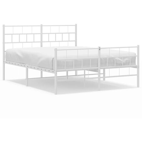 Lit double，Lit adulte，Cadre de lit métal sans matelas et pied de lit blanc 150x200 cm CFW5726550