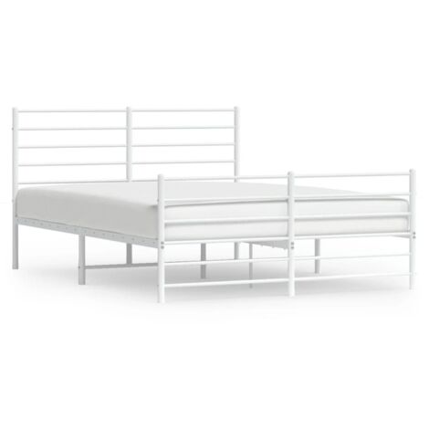 Lit double，Lit adulte，Cadre de lit métal sans matelas et pied de lit blanc 160x200 cm CFW8376197
