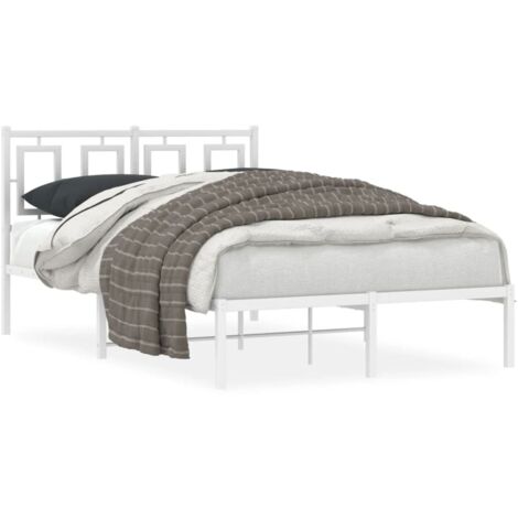 Lit double，Lit adulte，Cadre de lit métal sans matelas et tête de lit blanc 120x190 cm CFW1493249
