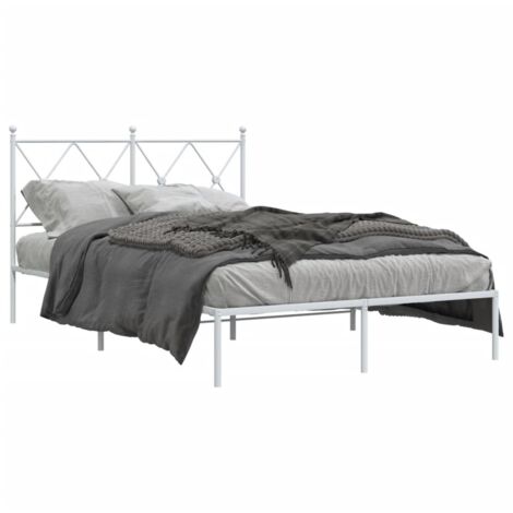 Lit double，Lit adulte，Cadre de lit métal sans matelas et tête de lit blanc 120x190 cm CFW1771068