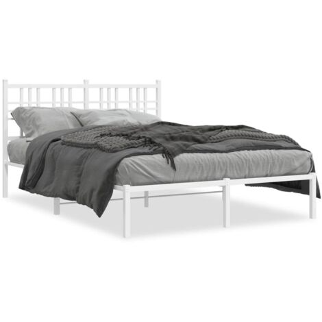 Lit double，Lit adulte，Cadre de lit métal sans matelas et tête de lit blanc 120x190 cm CFW2907774
