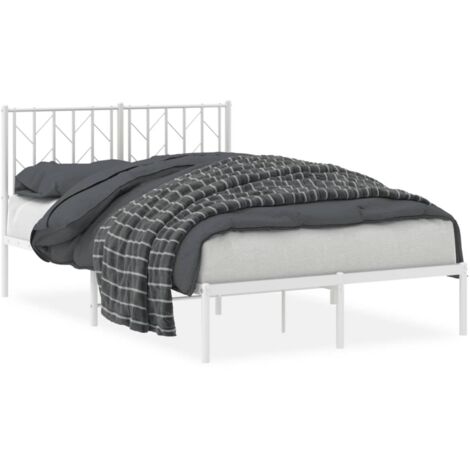 Lit double，Lit adulte，Cadre de lit métal sans matelas et tête de lit blanc 120x190 cm CFW5251826