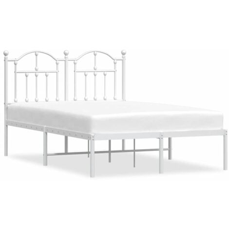 Lit double，Lit adulte，Cadre de lit métal sans matelas et tête de lit blanc 120x190 cm CFW6011419
