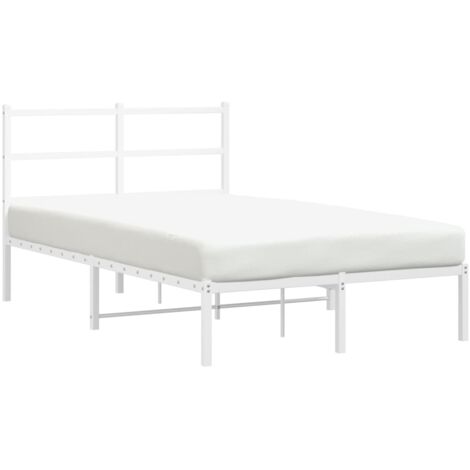 Lit double，Lit adulte，Cadre de lit métal sans matelas et tête de lit blanc 120x190 cm CFW6920926