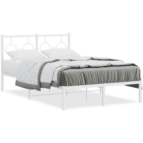 Lit double，Lit adulte，Cadre de lit métal sans matelas et tête de lit blanc 120x190 cm CFW7912923