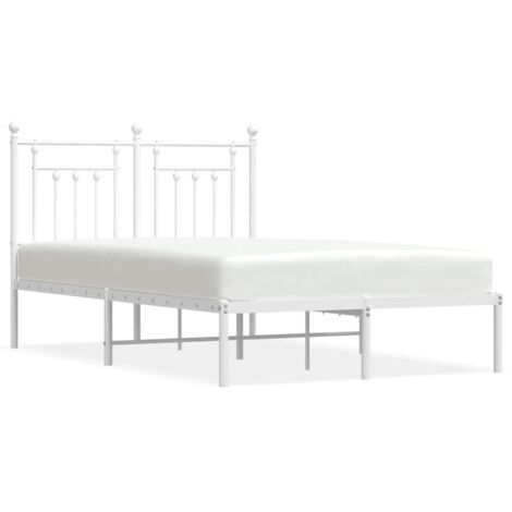 Lit double，Lit adulte，Cadre de lit métal sans matelas et tête de lit blanc 120x190 cm CFW8208135