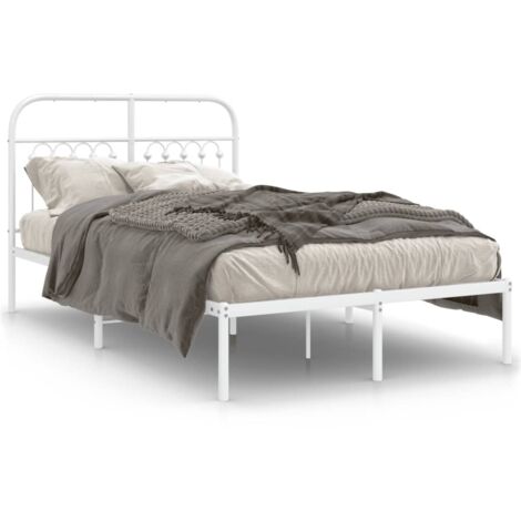 Lit double，Lit adulte，Cadre de lit métal sans matelas et tête de lit blanc 120x190 cm CFW8368232