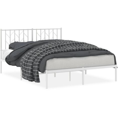 Lit double，Lit adulte，Cadre de lit métal sans matelas et tête de lit blanc 140x190 cm CFW4450127