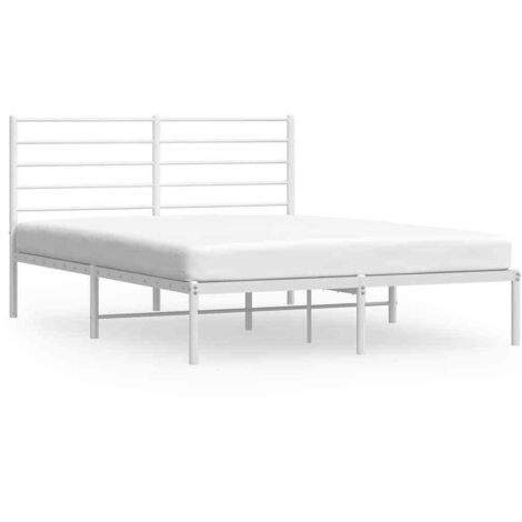 Lit double，Lit adulte，Cadre de lit métal sans matelas et tête de lit blanc 140x190 cm CFW4559213