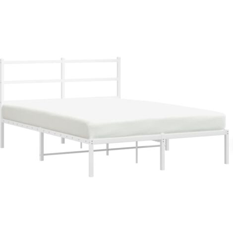 Lit double，Lit adulte，Cadre de lit métal sans matelas et tête de lit blanc 140x190 cm CFW5182752