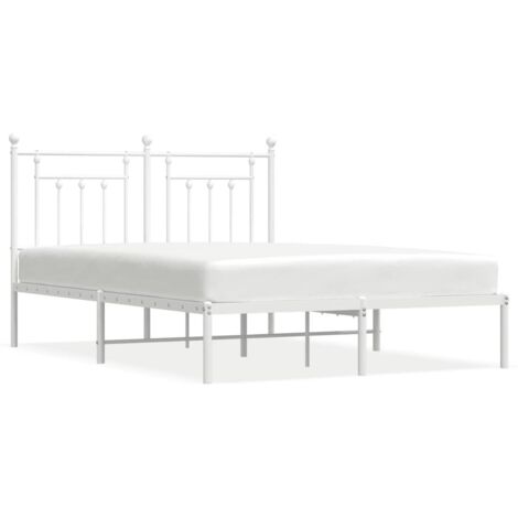 Lit double，Lit adulte，Cadre de lit métal sans matelas et tête de lit blanc 140x190 cm CFW6262906