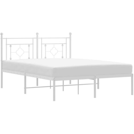 Lit double，Lit adulte，Cadre de lit métal sans matelas et tête de lit blanc 140x190 cm CFW6301712