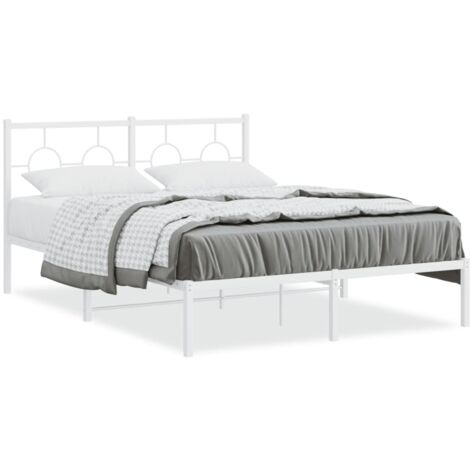 Lit double，Lit adulte，Cadre de lit métal sans matelas et tête de lit blanc 140x190 cm CFW6461164
