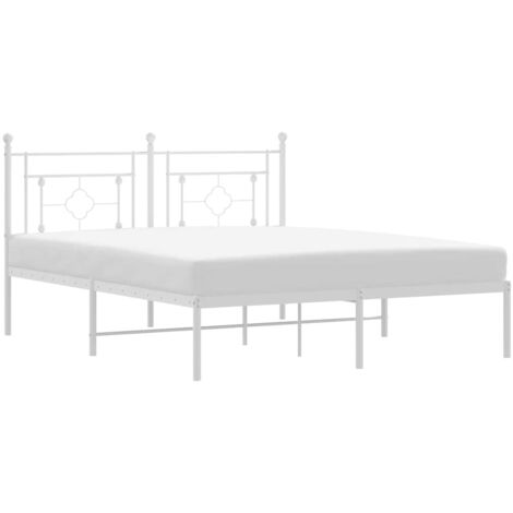 Lit double，Lit adulte，Cadre de lit métal sans matelas et tête de lit blanc 150x200 cm CFW2054739
