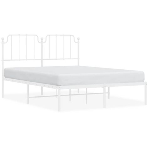 Lit double，Lit adulte，Cadre de lit métal sans matelas et tête de lit blanc 150x200 cm CFW8131725