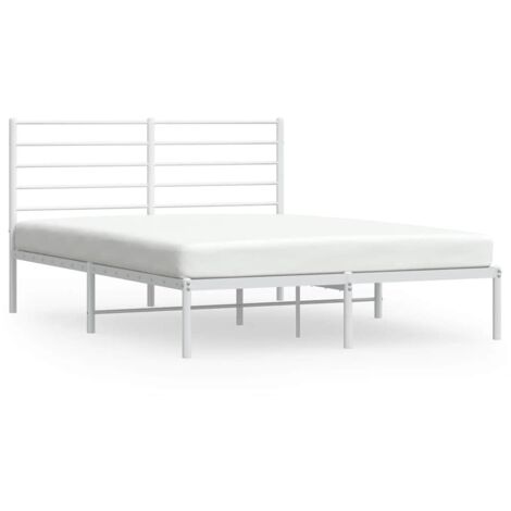 Lit double，Lit adulte，Cadre de lit métal sans matelas et tête de lit blanc 150x200 cm CFW9790608
