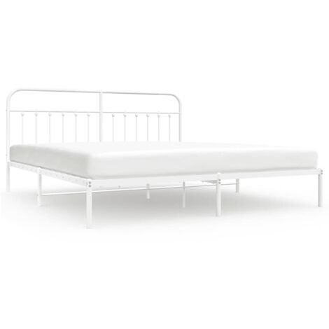 Lit double，Lit adulte，Cadre de lit métal sans matelas et tête de lit blanc 193x203 cm CFW2961674