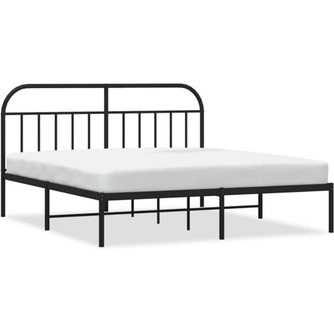 Lit double，Lit adulte，Cadre de lit métal sans matelas et tête de lit noir 180x200 cm CFW5638772