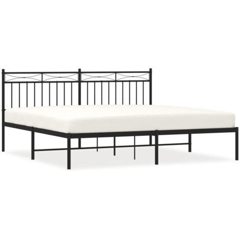 Lit double，Lit adulte，Cadre de lit métal sans matelas et tête de lit noir 180x200 cm CFW5818240