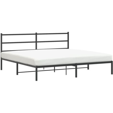 Lit double，Lit adulte，Cadre de lit métal sans matelas et tête de lit noir 180x200 cm CFW6515415