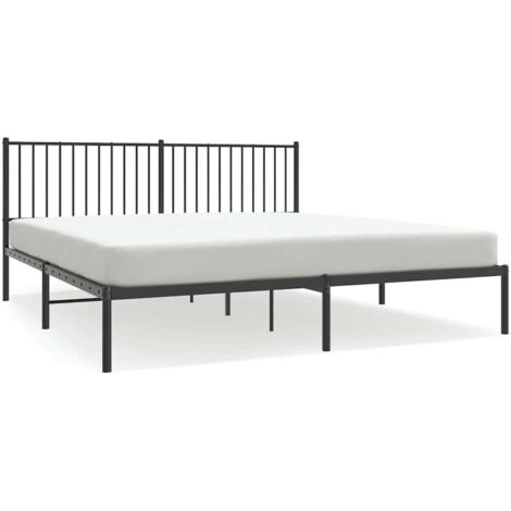 Lit double，Lit adulte，Cadre de lit métal sans matelas et tête de lit noir 180x200 cm CFW7790634