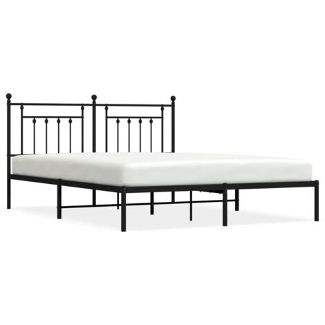 Lit double，Lit adulte，Cadre de lit métal sans matelas et tête de lit noir 180x200 cm CFW8465350