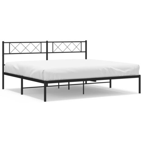 Lit double，Lit adulte，Cadre de lit métal sans matelas et tête de lit noir 180x200 cm CFW9556154
