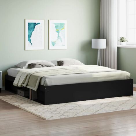 Lit double，Lit adulte，Cadre de lit noir 200x200 cm789274